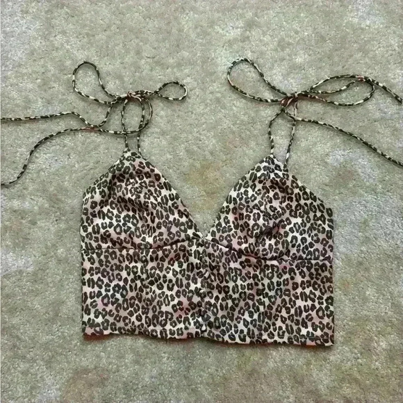 Urban Outfitters Satin Strappy Whimsigoth Animal Print Bustier Button Top Size M - Picture 1 of 9